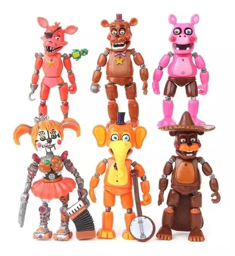 6 Bonecos 14cm Articuladados Five Nights Freddy Chica Foxy..