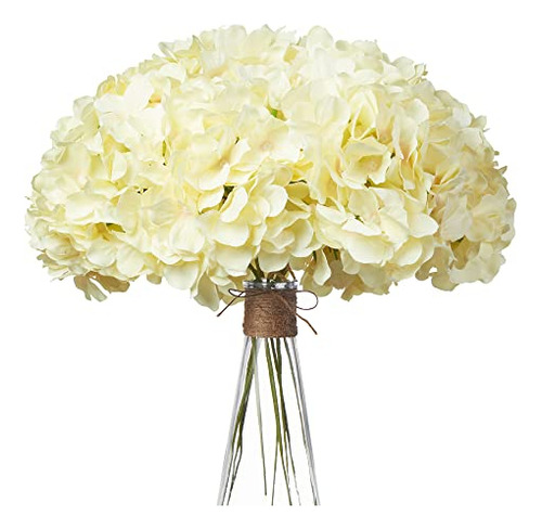 Flores De Hortensia Falsas Color Champagne, 10 Unidades...