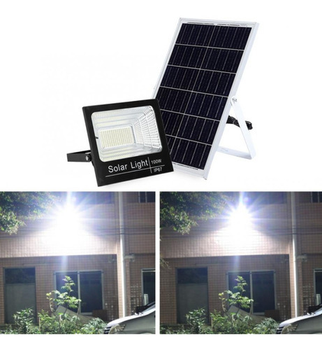 Imagen 5 de 10 de Reflector Solar Led 100w Recargable Exterior Luz Blanca Color De La Carcasa Negra Color De La Luz Blanco Neutro