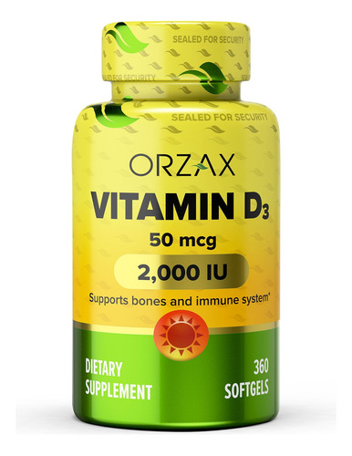 Orzax Vitamina D3 2000 Iu (50 Mcg) - Suministro De 1 Ano Par