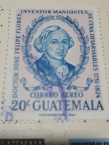 Estampilla Guatemala   José Felipe Flores     0938     A3
