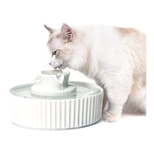 Nautypaws Fuente De Agua De Cerámica Para Gatos, Dispensador