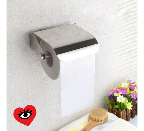 Porta Rollo Papel Higienico Baño Soporte Plateado Cromo Tapa Veoquiero