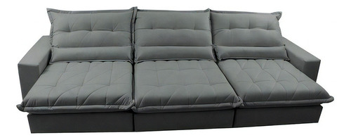 Sofá Retrátil Reclinável 3,52m Pocket Cama Inbox Soft Cinza