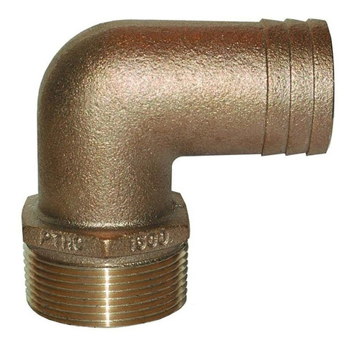 Groco 1-1/4 Npt X 1-1/8 Id Bronce 90 Grados Tubo A Manguera 