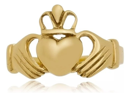 Anel Claddagh Ouro Amarelo 18 Kl Maciço