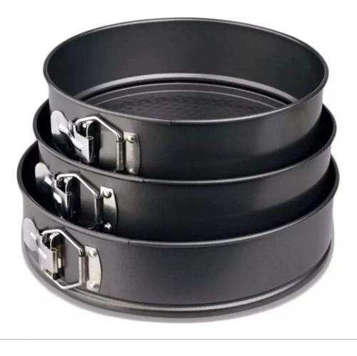 Set 3 Moldes Rodondo De Tortas Antihaderente N° 24 26 28 Cm 