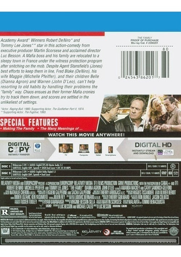 Imagen 2 de 3 de Blu-ray + Dvd The Family / Familia Peligrosa / De Luc Besson