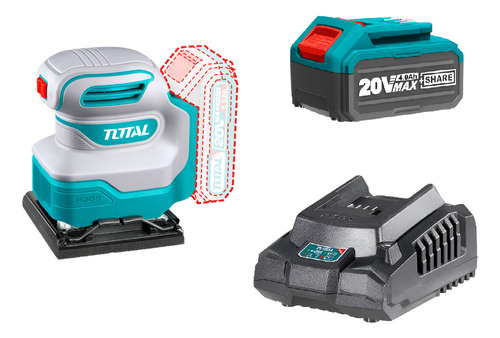 Lijadora De Palma Orbital Total 20v Inalambrica Bateria 4ah Color Turquesa Frecuencia 50 Hz