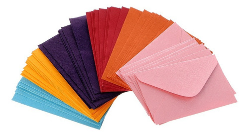 50 Mini Sobres Para Cartas De Papel Tarjetas Invitaciones Color Varios Liso