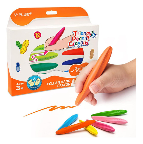Crayones Triangulares Yplus 12 Colores No Tóxicos