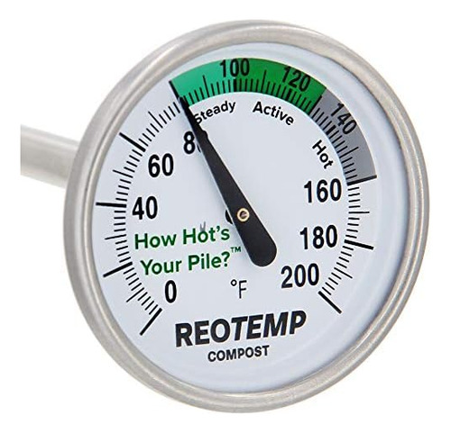 Reotemp Termómetro De Compost De Patio Trasero Fahrenheit De