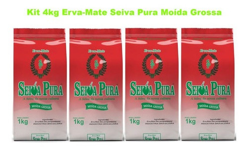Erva-mate orgânica Seiva Pura nativa moída grossa sabor tradicional sem glúten 4 kg