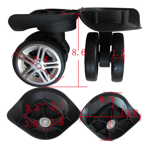 4 X 58mm Luggage Replacement Wheels Double Row Wheel For