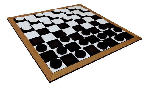 Jogo De Damas Com Peças E Tabuleiro Em Mdf Madeira Adesivado