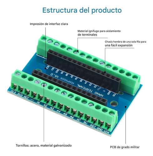 4 Piezas Shield Arduino Nano V3.0 Terminal De Clema Bornera