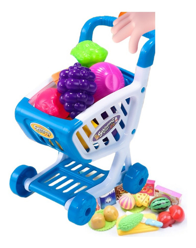 Cc Carrito De Compras Supermercado De Juguete Con 17 Frutas