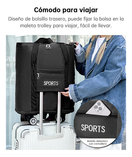 Maleta Deportiva Viaje Bolsa Mochila Gym Duffel Con Ruedas