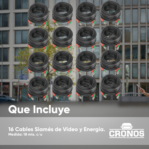 Cctv Kit 16 Cables Coaxial Bnc Video/energía De 20mts C/u