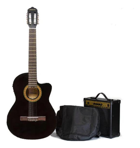 Guitarra Electroacústica Freeman Frcg44ceq Pack Color Negro