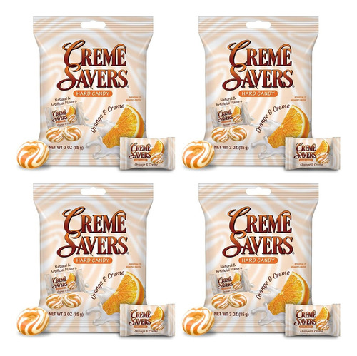 Creme Savers 3 Oz Original Naranja Caramelo Duro Crema 4pack