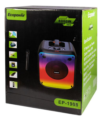 Caixa Som Speaker Ecopower Ep-1908