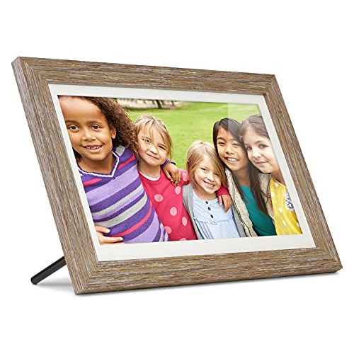 Aluratek 13.3  Wifi Distressed Wood Digital Photo Frame With