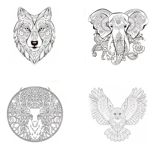 Bastidor Cuadro Predibujado Animales Set X 4 Unid 20x20  