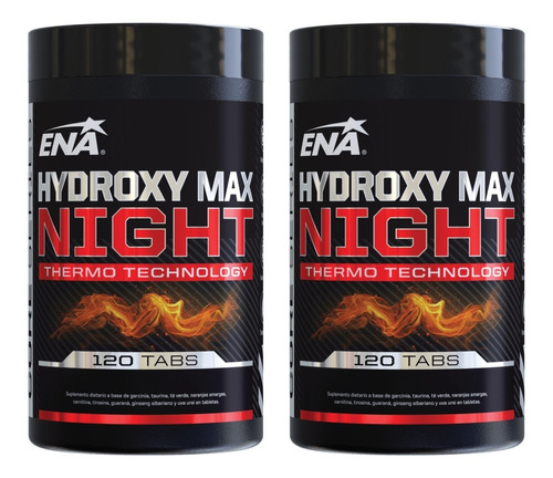 2 Quemador De Grasas Hydroxy Max Night X120 Tabletas Ena