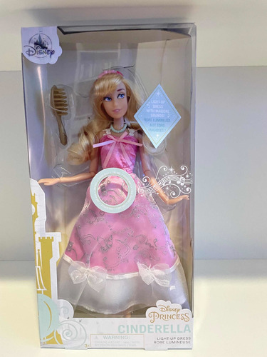 Boneca Cinderela Light Up Dress Disney Store Acende Vestido