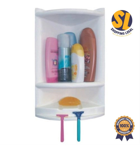 Imagem 4 de 6 de Cantoneira Banheiro Shampoo Sabonete Branca Metasul