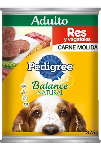 Alimento Para Perro Pedigree Adulto Res Y Vegetales Lata 375