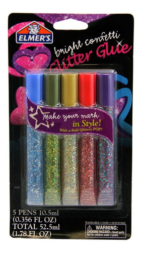 Pegamento Glitter Confeti X 5 Elmer's 10,5 Ml C/u