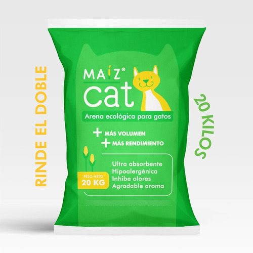 Maíz Cat 20kg -  Arena Ecológica Para Gatos - Inhibe Olores