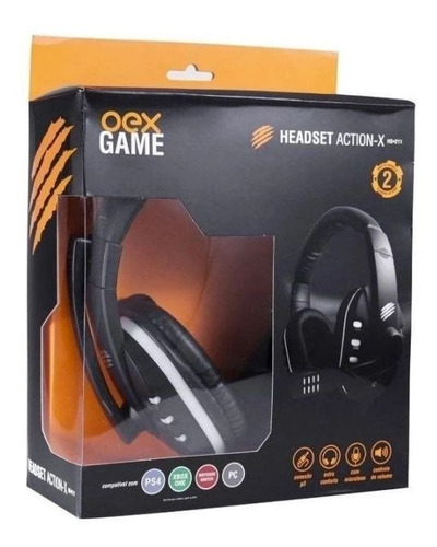 Fone Headset Gamer P3 Som Alto Oex Action X Preto Hs211