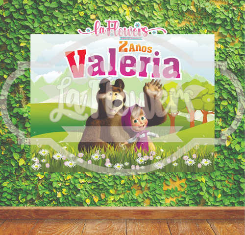 Lona Cumpleaños Decorativa Masha Y El Oso 1.50mt X 1mt