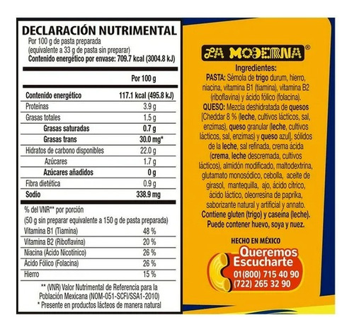 Macarrones La Moderna Con Queso Cheddar 200 G
