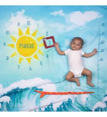 Cenário Para Foto Bebê Mesversário Lençol Surf Maternidade
