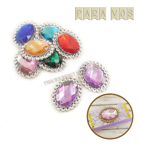 Bases Camafeos + Gemas Ideal Decoracion Candy Bar Adorno X10