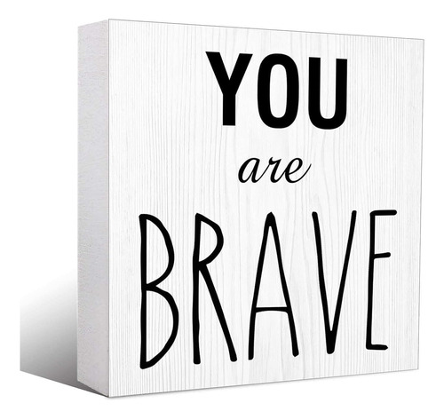 Brave Theme Inspirational Wood Block White Shelf Decoration 