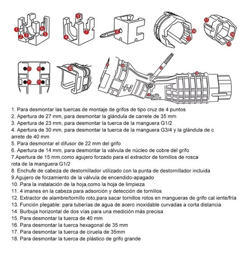 Para 18 En 1 Llave Ajustable, Llave Universal Multiusos De /