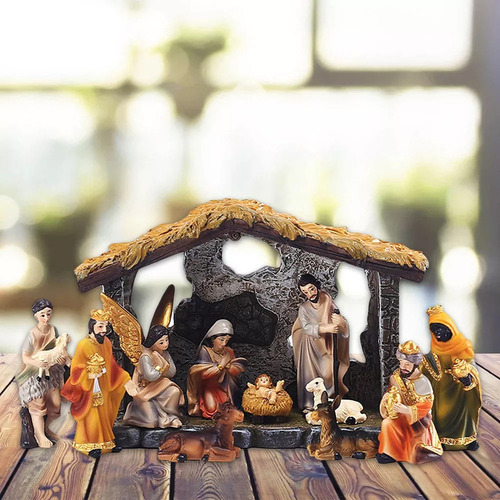Nacimiento Navideño Tradicional 12 Piezas (resina Fina) Herm