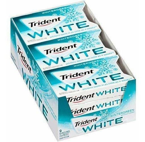Imagen 1 de 5 de Trident White Sugar Free Gum (wintergreen, 16 Piezas,