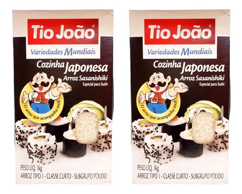Arroz Tio João Cozinha Japonesa Kit Com 2 Unidades De 1kg