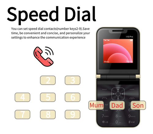 Mini Teléfono Plegable 2g Basic Phone, Teléfono Plegable Par
