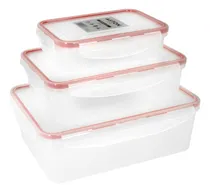 Comprar Set X 3 Herméticos Rectangular Plástico Recipientes Taper