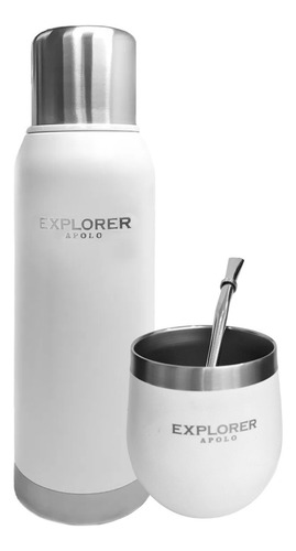 Imagen 1 de 9 de Termo Acero Inoxidable Explorer 1 Lt + Mate 193ml + Bombilla