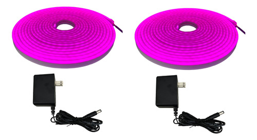 Paquete De 2 Tiras De Led Neon 5m Morada Flex 12v Cargador