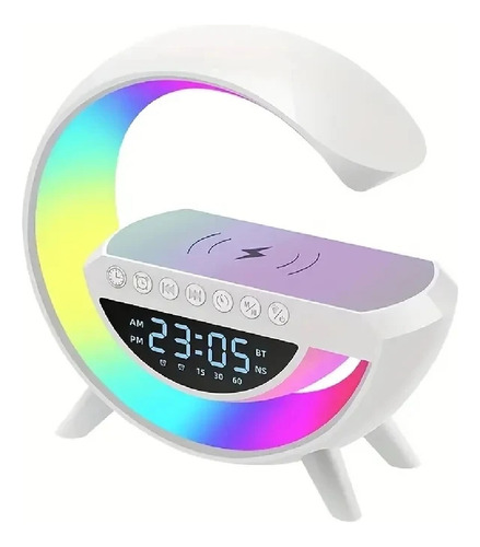 Parlante Lampara G Cargador Inalámbrico Rgb Reloj  Bt