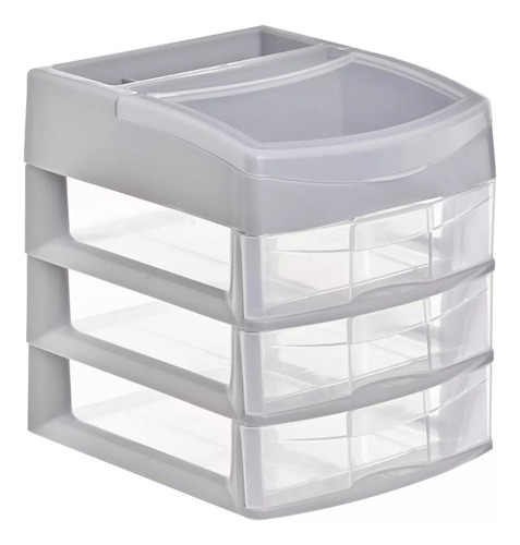 Mini Organizador Multiusos De Plastico Resistente 3 Niveles Color Gris